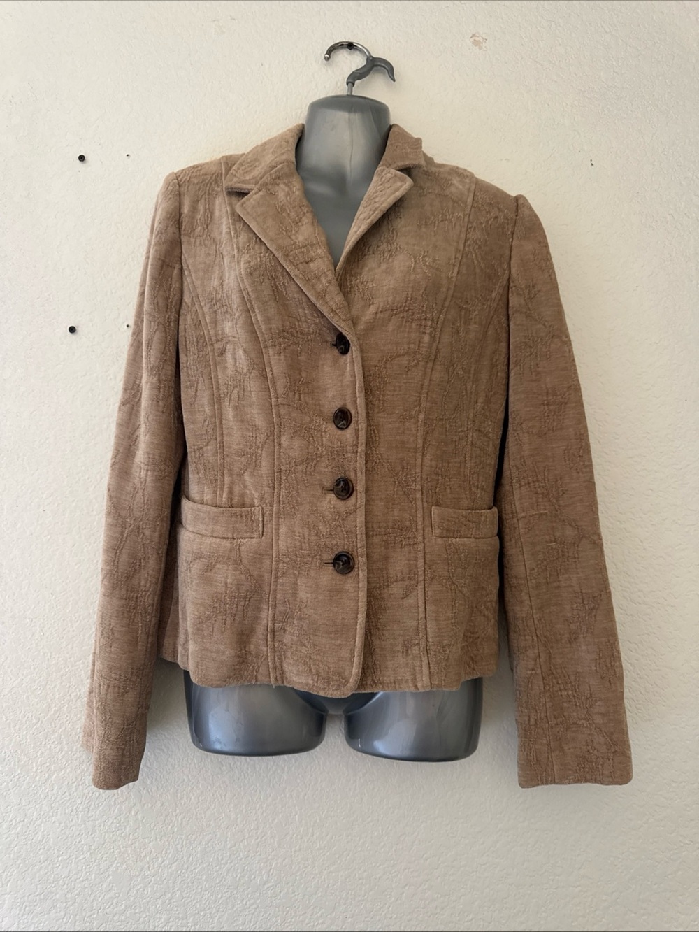 croft & barrow Women's Brown Textured Button-Front Blazer